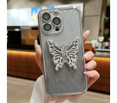 Glitter Gradient for Butterfly Stand Phone Case for iPhone 15 ProMax 14 13 12 11 Pro Max Plus 15pro Slim Plating Lens Film Cover