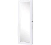 HOMCOM Espejo Joyero Colgante de Pared Armario de Joyería Organizador de Joyas con Ganchos y Ranuras para Collares para Dormitorio Salón 37x9,5x112 cm