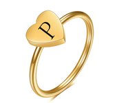 Simple Love Gold Ring Fashion 26 letter stainless steel heart Ring for women jewelry gift