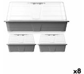 Ibergarden Set de Invernaderos Gris Transparente Plástico (8 Unidades) - Herramientas de Jardinería