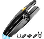 Aspirador de coche aspirador de mano batería, aspirador de mano inalámbrico, aspirador de mano húmedo y seco con filtro HEPA lavable, mini aspirador portátil pelo de animal para el hogar mascota coche