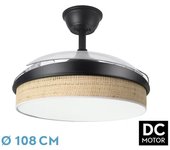 FABRILAMP Ventilador DC Moda Negro/Caizo Claro 108D 3 Aspas 7200lm 3000K-4000K-6000K
