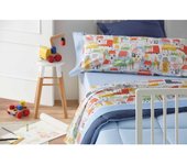 Juego de sábanas infantiles burrito blanco, diseño 178 Azul
