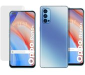 Tumundosmartphone Pack 2 en 1 Funda Gel Transparente + Protector Cristal Templado para Oppo Reno 4 5G - Protección Completa