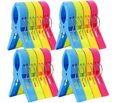 16 Pack Beach Chair Towel Clips - Cruise Essentials, Pool Chair Clips Large Hanging Clips Beach Towel Rack Clothespins