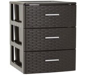 Plastic Forte - Cajonera de Plástico Volga Rattan Antracita / Wengué / Blanco Decoración Hogar Oficina