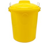 CABLEPELADO Cubo de Basura con tapa, Cubo basura Industrial, Cubo basura Plástico con asas metálicas, Contenedor residuos, 55 cm alto x 44 cm Diámetro superior, Capacidad 51 Litros, Amarillo