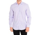 Café Coton-Camisa manga larga cuello solapa cierre botones JUNO17 para Hombre