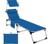 Tectake - Tumbona Aurelie de aluminio, ajustable en 6 posiciones  Cómoda tumbona plegable con reposacabezas  Respaldo con ángulo ajustable en 6 posiciones  Parasol ajustable