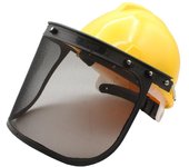 Pantalla facial con casco y malla metalica