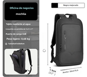 SOMY HK-mochila delgada para hombre, bolsa para ordenador portátil de 15,6 pulgadas, impermeable, minimalista, de negocios, con carga USB, informal, para viaje y trabajo