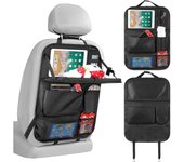 Organizador de coche Organizador de asiento de coche, Organizador de asiento trasero de coche con mesa de bandeja plegable para iPad de hasta 10,5, 6 bolsillos, Almacenamiento de juguetes para niños, Bolsa a prueba de agua