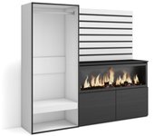 Skraut Home - Aparador - Con almacenamiento - 167x35x145 cm - Dormitorio - Habitación - Chimenea eléctrica XXL led efecto fuego 3d - Vestidor abierto - Estilo Moderno - Varios colores disponibles