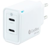 CoolBox Cargador GaN de 35W con 2 x USB-C para Smartphones, Tablets. Con Carga Rápida QuickCharge 3.0 + PowerDelivery
