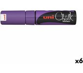 Rotuladores de tiza líquida Uni-Ball PWE-8K Violeta (6 Piezas) (6 Unidades)