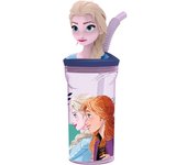 ALMACENESADAN, 4912; vaso figurita 3D con caña reutilizable Disney Frozen; 360ml; producto reutilizable; libre de BPA.
