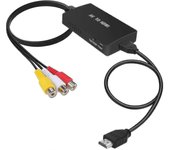 Convertidor de RCA a HDMI, adaptador de compuesto a HDMI compatible con PAL/NTSC 1080p