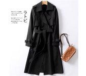Fashion Women Belt Trench Coat British Style Autumn Winter Lapel Jacket Casual Elegant Medium Length Coats Female Slim Windbreak