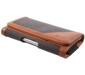 Funda Cinturon para SAMSUNG GALAXY A8 STAR (2018) con Clip Metalico Textil-Piel Horizontal - Marrón
