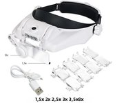 USB LED Headband Magnifier Hands Free Magnifying Glasses For Jewelry Loupe Watch Electronic Repair 1.5x2x2.5x3x3.5x8x Lens Loupe