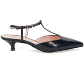 Sangiorgio Slingback en Negro con Correa en "T" y Taco Bajo N97