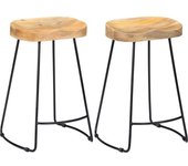 Taburetes de cocina gavin 2 unidades madera maciza de mango