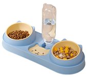 Pet Cat Bowl Automatic Feeder Dog Food Bowl With Water Fountain Double Bowl Drinking Raised Stand Dish Bowls For Cats