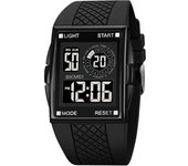Reloj deportivo digital luminoso cuadrado para hombre, resistente al agua, con cuenta regresiva y multifunción.
