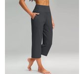 Women Elastic High Waist 3/4 Pant Casual Active  Fit Wide Capris Leg Pants Trousers With Pockets Pants for Women Women’s Pants