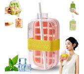 Cubitera My Crush Cup, 2 en 1, sin contacto, molde de silicona a prueba de fugas para congelador, café, jugos y bebidas (rosa, 800 ml/28 oz)