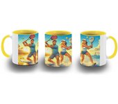 MERCHANDMANIA TAZA COLOR juego padel raquetas amigos deporte playa color mug