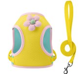 Mesh Harness Small Dog Lead Walking Flower Outdoor Reflective Vest-style Harness Color-blocked Breathable Pet Harness Leash