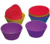 Colourworks Moldes de Silicona para Magdalenas, Multicolor, 6 cm, 12 Unidades