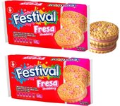 2 PAQUETES DE GALLETAS FESTIVAL (CHOCOLATE,VANILLA,STRAWBERRY)  SUAVES Y CRUJIENTES 403G - SIN COLORANTES - NOEL DE COLOMBIA