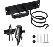 Soporte para secador de pelo y plancha para el pelo, soporte para secador de pelo con gestión de cables, organizador de secador de pelo montado en la pared para baño, dormitorio, hotel