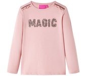 Camiseta infantil de manga larga 92 en color Rosa claro/Coñac