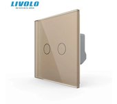 LIVOLO EU Standard Touch Sensor Wall Switch,2 Gang 1 Way Sensitive Control,Tempered Crystal Glass Panel for Home Improvement