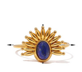 Anillo de acero inoxidable para mujer, accesorios de joyería de piedra Ins ajustables, anillos de citas estéticos con diamantes de imitación para mujer , accesorio de joyería chapado en oro de lapislázuli de imitación, anillos de boda
