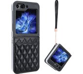 VIETAO Suitable for Samsung zFlip6 foldable screen mobile phone case, fashionable luxury style flip5 card phone case with strap