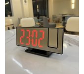 Reloj Despertador Digital con Proyección de Brazo 180 ° - Hora y Temperature-USB-Despertador de Mesa - Proyector LED 12/24H