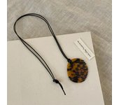 Korean Niche Leopard Print Vinegar Comb Pendant, Black Rope Necklace Women Design Sweater Chain for Girl Party Gifts