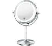 Espejo de maquillaje iluminado con luz y lupa, Espejo LED de doble cara con 1x/10X aumento, Espejo Redondo giratorio 360 °