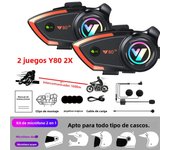 Y80 2X Motorcycle Helmet Intercom Bluetooth Headset V5.3 Hands Free Call Wireless Noise Reduction Waterproof 1000M Interphone