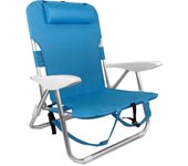 TIENDA EURASIA - Silla de Playa Plegable con Cojín, 4 Posiciones, Estructura de Aluminio Ligera y Resistente, Tela de Textileno, Multiposición, 62 x 48 x 85 cm, Sillas de Playa Plegables
