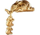 Figuritas de niñera de elefante de resina Madres de elefantes colgando dos bebés Estatua de plata Decoración de tienda de oficina en casa en estante o mesa Colección Regalo TQGJPT2