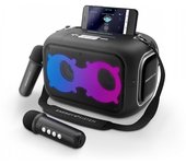 Energy sistem altavoz karaoke - bluetooth 5.4 - true wireless - 60w - ipx4 - 8h autonomia - luces led - 2 microfonos inalambricos - reproductor mp3 - color negro