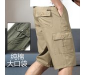 Mens Cargo Shorts Knee Pants Zipper Pocket Summer Cotton Shorts Climbing Jogger Elastic Waist Sports Wear