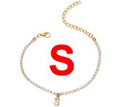 Tiny A-Z Initial Letter Anklets For Women Fashion Zircon Rhinestone Tennis Chain Anklet Bracelet Summer Beach Barefoot Jewelry