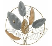 Decoración de Pared DKD Home Decor Metal Multicolor Moderno Enmarcada Hoja de planta (83,8 x 5,7 x 87,6 cm)