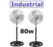 Ventilador Industrial CM de Pie 18 Pulgadas Metalico 80w 3 Velocidades Color Plateado Pack 2 Unidades